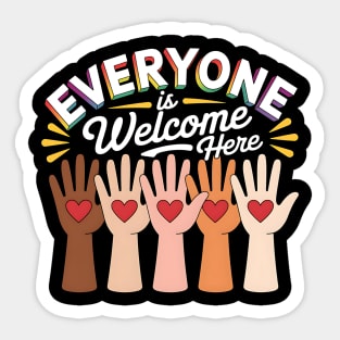 Everyone Is Welcome Here Idaho Teacher Design – Radiant Rainbow Edition Sticker